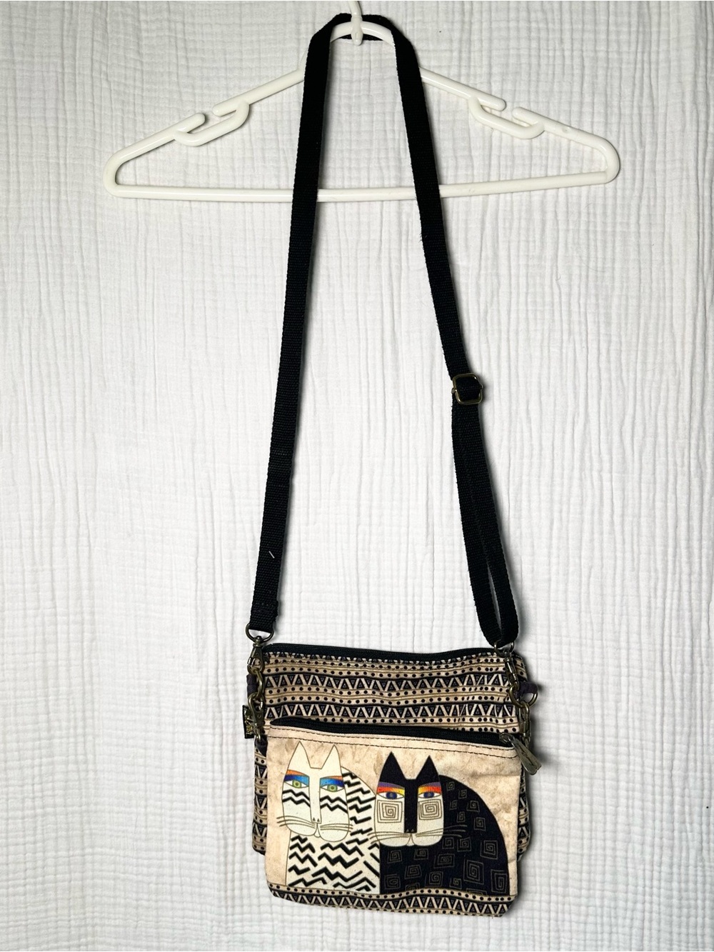 Laurel Burch 2-in-1 Crossbody Tribal Wild Cats Bag Purse-Adjustable Hippie Boho